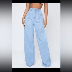 High waisted wide leg jean